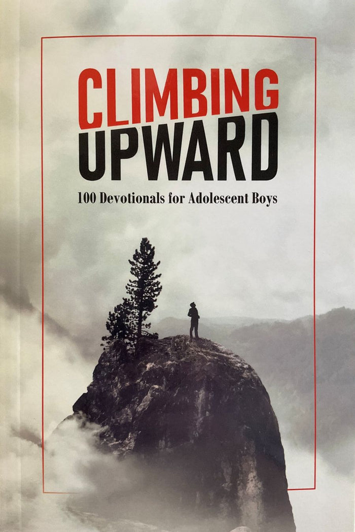 Book cover of 'Climbing Upward' with a silhouette on a mountain peak.
