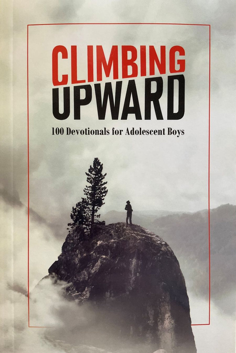 Book cover of 'Climbing Upward' with a silhouette on a mountain peak.