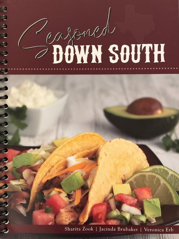 Front cover of Seasoned Down South by Sharita Zook, Jacinda Brubaker, and Veronica Erb.