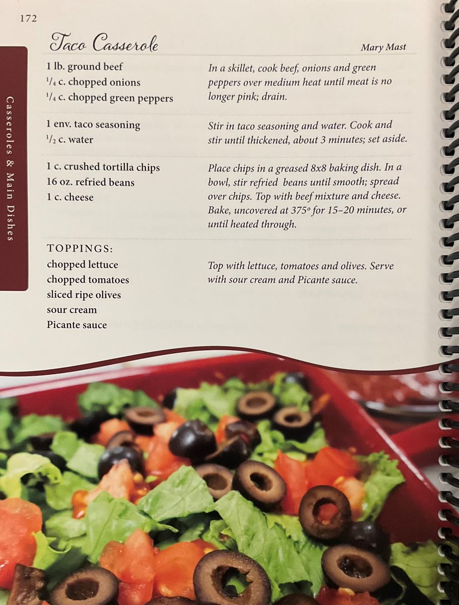 Sample page of Tasty Choices From Lighthouse Haven cookbook.