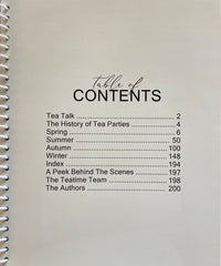 Table of contents page from a book or notebook with black text on a white background.